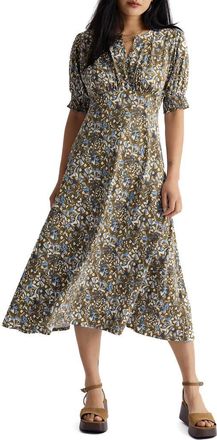 Seasalt Cornwall Fenil Floral Midi Dress in Woodland Floral Seagrass at Nordstrom, Size 12 Us
