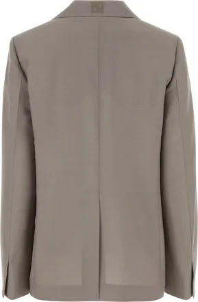 Fendi Womens Single-Breasted Wool Blend Blazer Gray Blazers