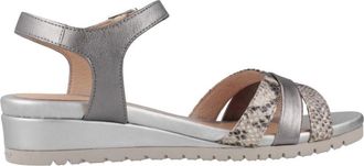 Stonefly Slang reli&euml;f leren sleehakken - Dames - Sleehakken - Grijs - 36 EU - Leer - Schoenen