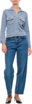 Barrie Fitted Knit Jacket With Classic Collar