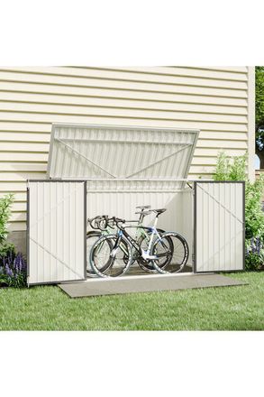 Living and Home Heavy Duty Steel Outdoor Bicycle Trash Can Storage Shed in Black