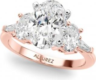 Allurez Oval Moissanite & Lab Grown Diamond Engagement Ring 18K Rose Gold (4.18ct)