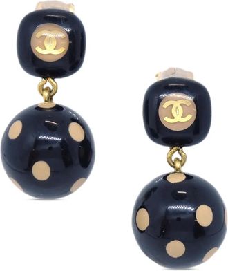 Chanel Orecchini a pois anni 2000 - Nero