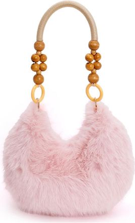 Generic Womens Plush Bags Soft Plush Shoulder Bag For Women Fuzzy Teddy Tote Handbag Top Handle Purse Elegant Ladies Crossbody Winter(Pink)