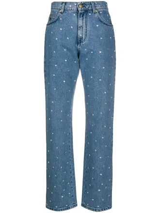 Philosophy di Lorenzo Serafini crystal-embellished high-rise straight-leg jeans - Blue