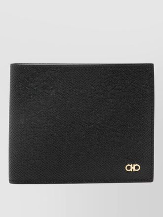 Ferragamo gancini textured bi fold vertical wallet