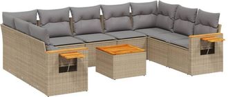 vidaXL Juego De Sof&aacute;s Jard&iacute;n Con Cojines Beige 10 Pzas Rat&aacute;n Sint&eacute;tico Vidaxl