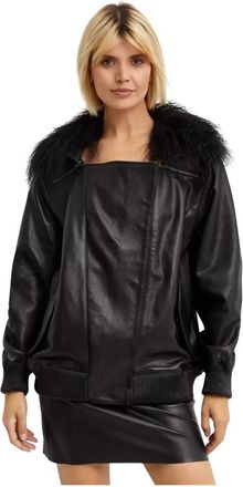 Manokhi Maira Jacket - Dames - Bomber jackets - Zwart - XS - Leer - Jassen