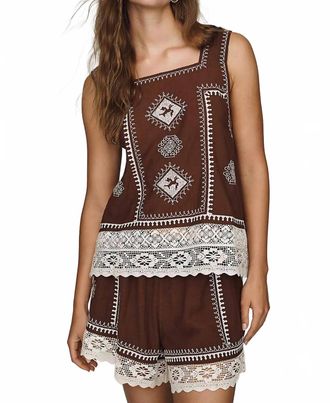 The Great. Sparrow Square Neck Tank Top In Chocolate