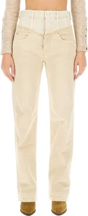 Isabel Marant Light Beige Noemie Cotton High-Waisted Jeans