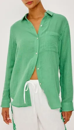 Rails Ellis Organic Cotton Gauze Button-Up Shirt in Clover at Nordstrom, Size Small