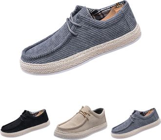 Generic Mens Casual Shoes Round Toe Corduroy Slip-On Shoes Loafers Outdoor Lightweight Comfortable Walking Shoes with Non-Slip Rubber Sole Driving Sneakers Si