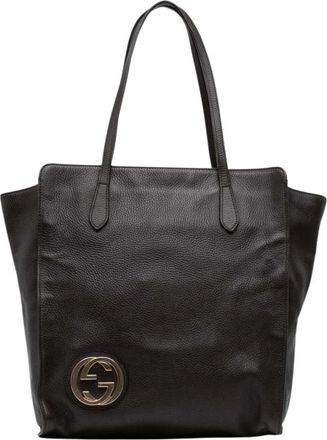 Gucci Pre-owned Tote Bags, female, Brown, Size: ONE SIZE Pre-owned Vintage Leather Tote Bag with Interlocking G Detail