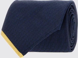 Fendi Cravatta in pura seta blu navy con motivo monogramma FF