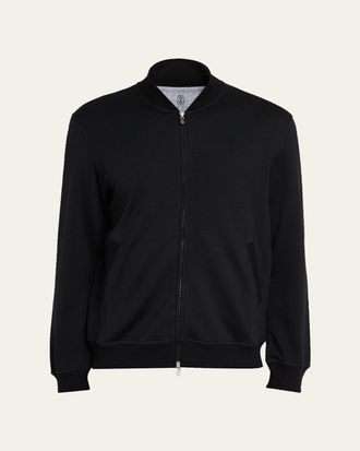 Brunello Cucinelli Mens Travel Full-Zip Bomber Jacket