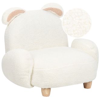 Beliani Sill&oacute;n Animales Tapicer&iacute;a Poli&eacute;ster Dise&ntilde;o Forma Conejo Muebles Para Ni&ntilde;os Moderno Blanco Crema Kanna