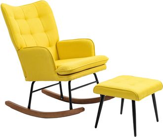 STILVORA Sill&oacute;n Mecedor Con Reposapi&eacute;s, Sill&oacute;n De Relajaci&oacute;n, Sill&oacute;n Con Reposabrazos, Aspecto De Lino, Soporta Hasta 130 Kg, Beige Para Sala De Estar Y Relaja