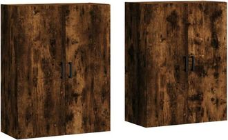vidaXL Vidaxl - Armarios de pared 2 unidades roble ahumado 69,5x34x90 cm