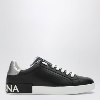 Dolce & Gabbana Portofino classic leather sneakers in black and silver