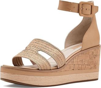 Franco Sarto L-Madaya Strappy Sandals Womens Wedge Shoes Straw Beige Woven : 9.5 M, Suede