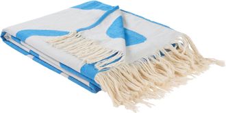 Beliani Manta De Acr&iacute;lico Poli&eacute;ster Colcha Floral Flecos Azul 130 X 170 Cm Kihun