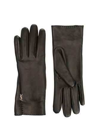 Saint Laurent Leather Gloves Black