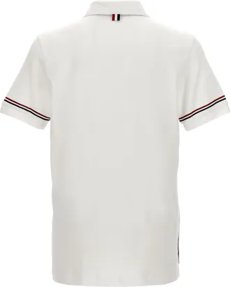 Thom Browne Mens White Cotton Polo Shirt