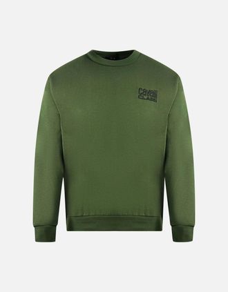 Roberto Cavalli Mens Cavalli Class Print Logo Olive Jumper - Navy - Size: 42