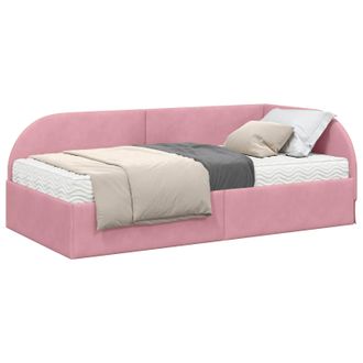 vidaXL Estructura De Cama Esquina Con Colch&oacute;n 2 Uds. Rosa 90 X 200 Cm Vidaxl