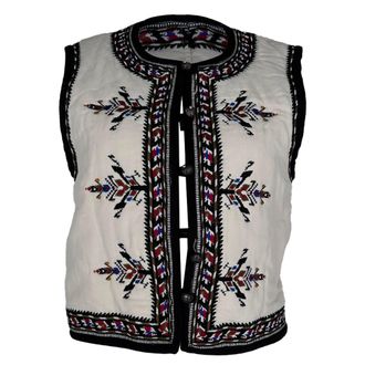 Isabel Marant Etoile Zeana Embroidered Vest in White Viscose