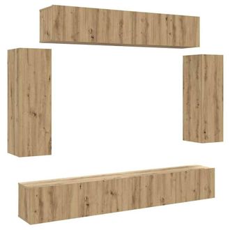 Berkfield Home 6 Piece TV Cabinet Set Wall-mounted Artisan Oak Engineered Wood in Brown