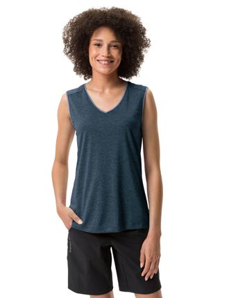 Vaude Funktionstop VAUDE WOMENS ESSENTIAL TOP, Damen, Gr. 34, blau (schwarz sea uni), Obermaterial: 100% Polyester, unifarben, V-Ausschnitt, Tops Funktionst