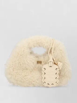 Ganni faux fur hobo tote bag top handle