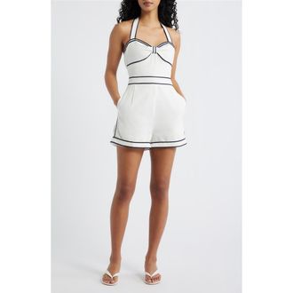 Line & Dot Anchor Stripe Halter Romper in White at Nordstrom, Size X-Small