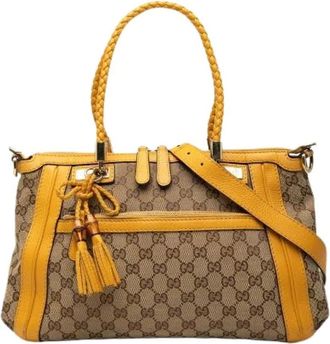 Gucci Pre-owned Handbags, female, Beige, Size: ONE SIZE Pre-owned Vintage Canvas Handbag