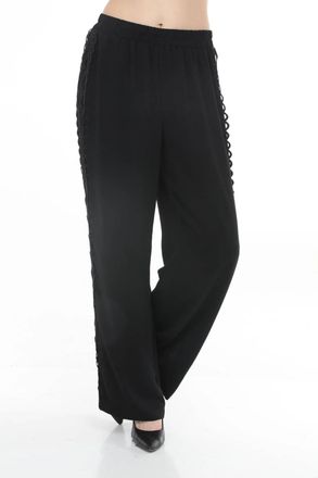 Joseph Ribkoff Guipure Lace Inset Wide-Leg Pants In Black