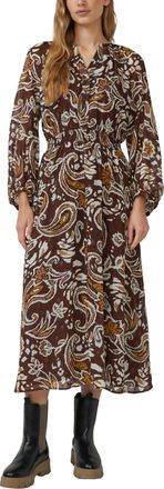 s.Oliver Chiffonkleid S.OLIVER, Damen, Gr. 34, N-Gr, coffee braun aop, Web, Obermaterial: 100% Polyester, bedruckt, l&auml;ssig geschnitten kniebedeckend, Rundhals,