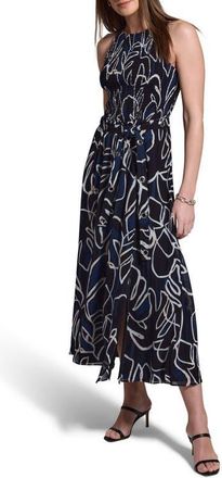 Nic+Zoe Midnight Muse Belted Georgette Midi Dress in Black Multi at Nordstrom, Size Xx-Large