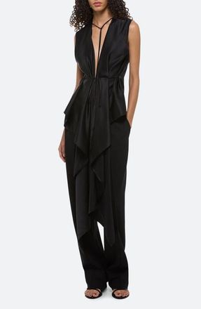 Helmut Lang Scarf Drape Detail Reversible Silk Top in Black at Nordstrom, Size X-Small