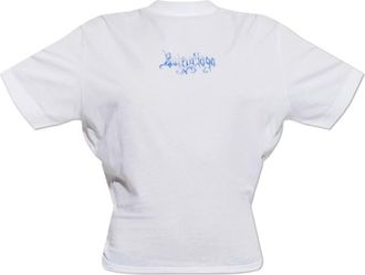 Balenciaga Tops, Dames, Wit, M, Katoen, Sketchy T-shirt met korte mouwen