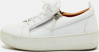 Giuseppe Zanotti White Leather Frankie Low Top Platform Sneakers
