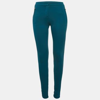 Roberto Cavalli Blue Stretch Crepe Skinny Trousers