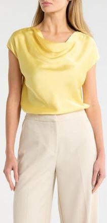 Renee C Cowl Neck Cap Sleeve Satin Top in Butter at Nordstrom Rack, Size X-Large