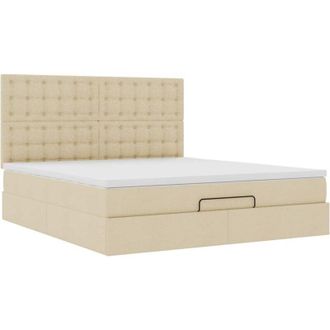vidaXL Estructura De Cama Otomana Con Colch&oacute;n Tela Crema 160x200cm Vidaxl