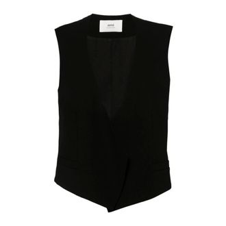 Ami Asymmetrical Front Vest - female - Ami Paris - Waistcoats - Black - S - Jackets