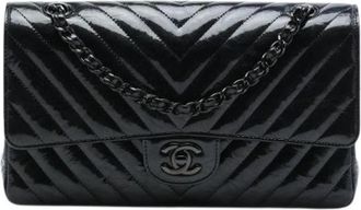 Chanel Pre-owned Classic Double Flap Shoulder Bag - Dames - Vintage Schoudertas - Zwart - ONE Size - Leer - Vintage