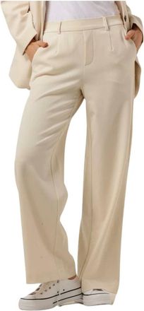 Object Object, Broeken, Dames, Beige, XS, Polyester, Wijde Broek in Zandkleur