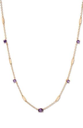 Brook & York Brenna Birthstone Station Necklace in Gold February at Nordstrom