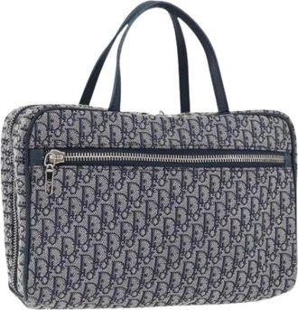 Dior Pre-owned Handbags, female, Blue, Size: ONE SIZE Pre-owned Trotter Canvas Hand Bag