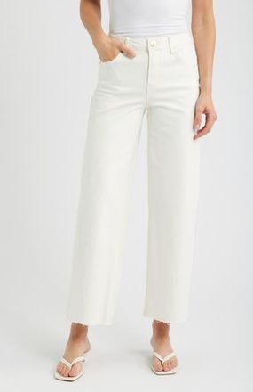 1822 Denim Raw Hem Wide Leg Jeans in Eggshell at Nordstrom, Size 31